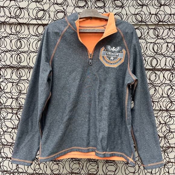 American Fighter 1/4 zip Reversible Orange Gray Pullover Jacket Large - Picture 1 of 11